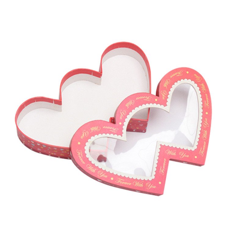 High quality custom heart paper gift box packaging with window