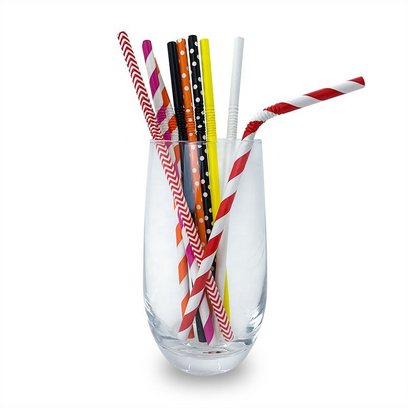 6mm 12mm Beautiful Bend Bending Drinking Cheap Degradable High Quality Party Wavy White Zigzag Individual Paper Straw