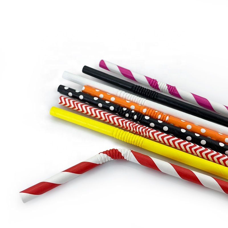 6mm 12mm Beautiful Bend Bending Drinking Cheap Degradable High Quality Party Wavy White Zigzag Individual Paper Straw