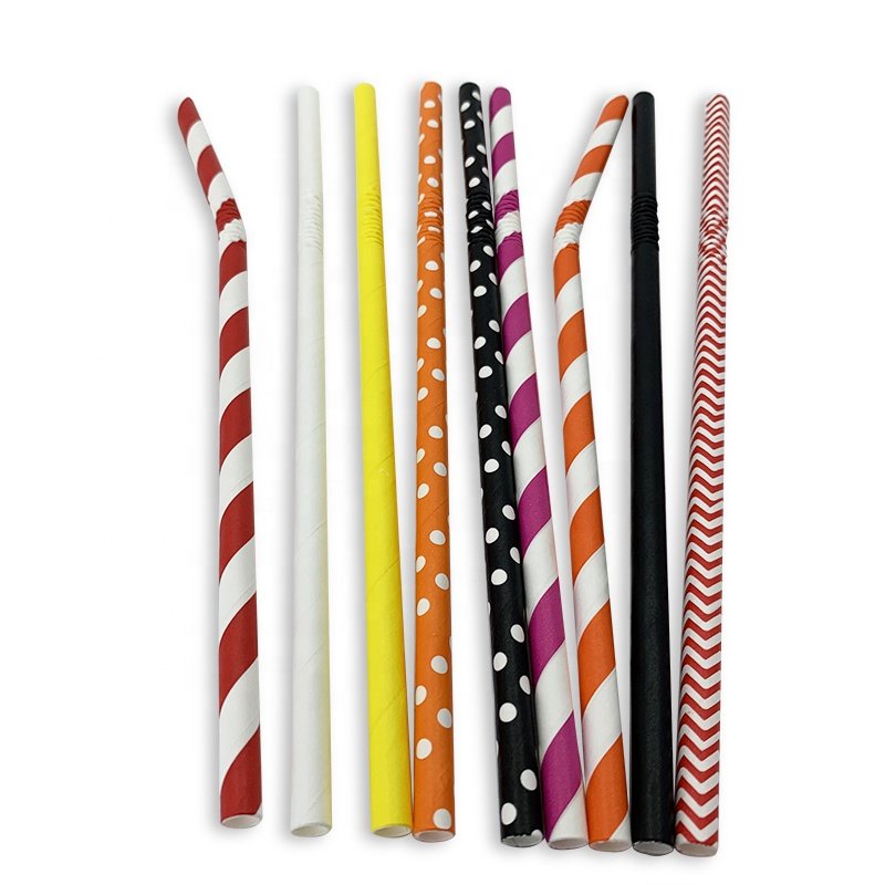 6mm 12mm Beautiful Bend Bending Drinking Cheap Degradable High Quality Party Wavy White Zigzag Individual Paper Straw