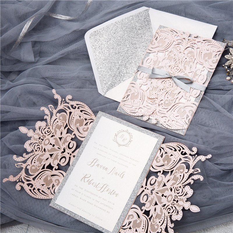 Omet Custom Luxury Designs Paper Samples Carte Couple Romantic Wedding Marriage Invitation Cards With Envelope Weeding Card