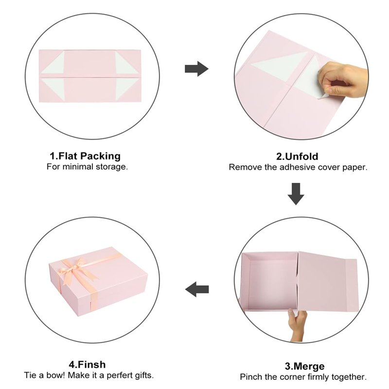 Blank Magnetic Closed Lid Cardboard Gift Boxes Cosmetic Bath Supplies Paper Packaging Rigid Folding Box with Ribbon