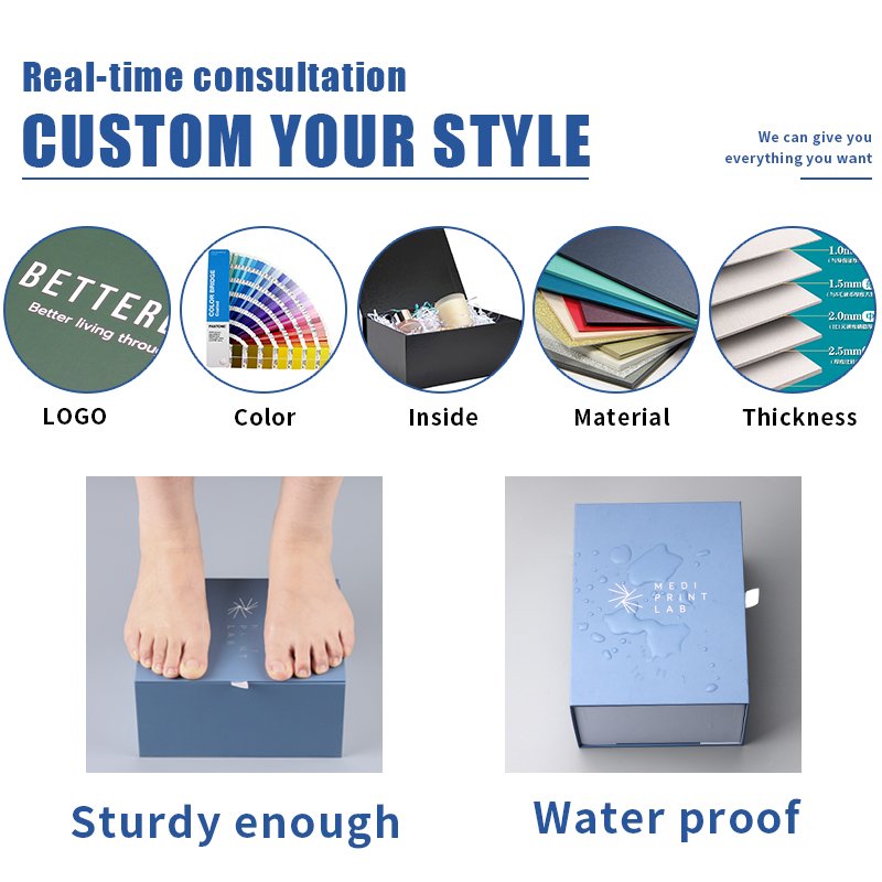 Blank Magnetic Closed Lid Cardboard Gift Boxes Cosmetic Bath Supplies Paper Packaging Rigid Folding Box with Ribbon