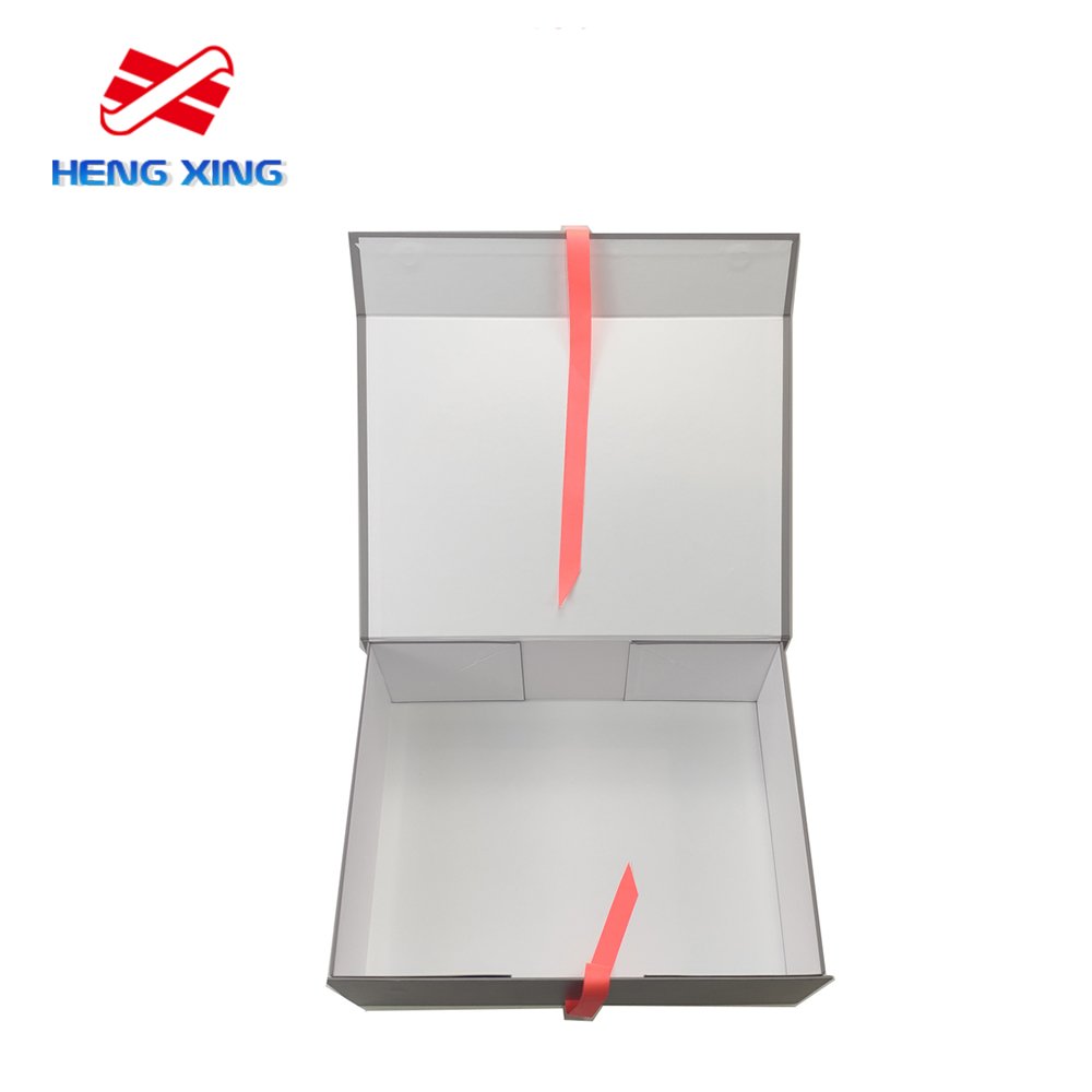 HENGXING Magnetic Elegant Custom Logo Big Large Wholesale Luxury A5 Foldable Rectangular Rigid Packaging Gift Box with Ribbon