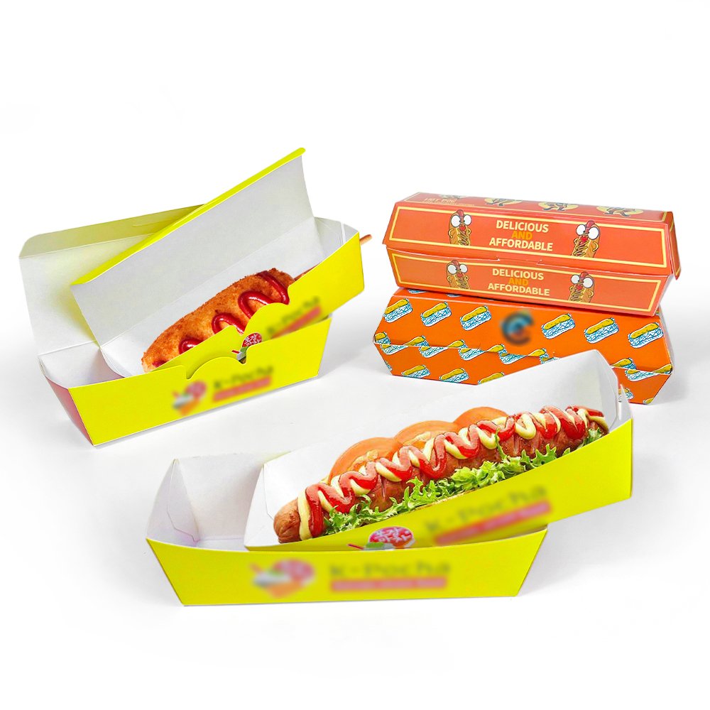 Custom Korean hot dog to go disposable packaging sandwich paper hot dog lunch box