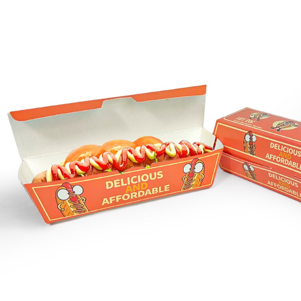 Custom Korean hot dog to go disposable packaging sandwich paper hot dog lunch box