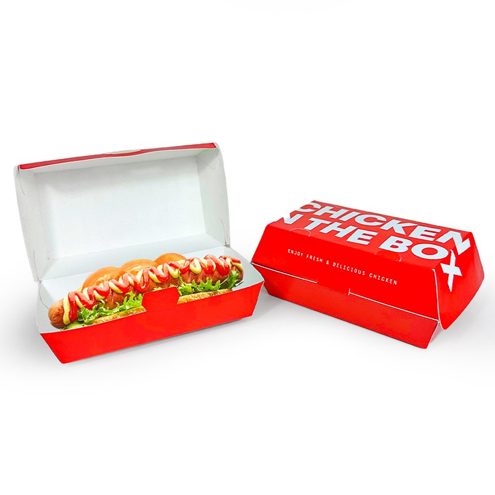 Custom Korean hot dog to go disposable packaging sandwich paper hot dog lunch box
