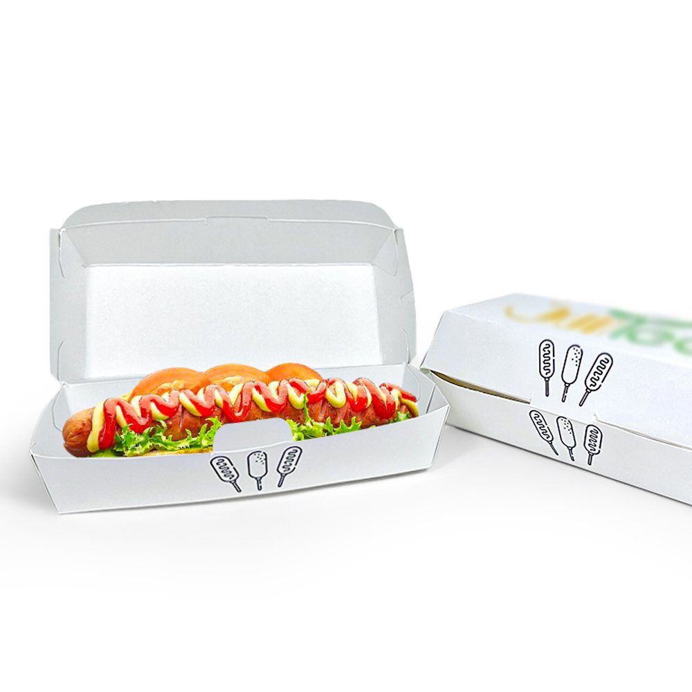 Custom Korean hot dog to go disposable packaging sandwich paper hot dog lunch box