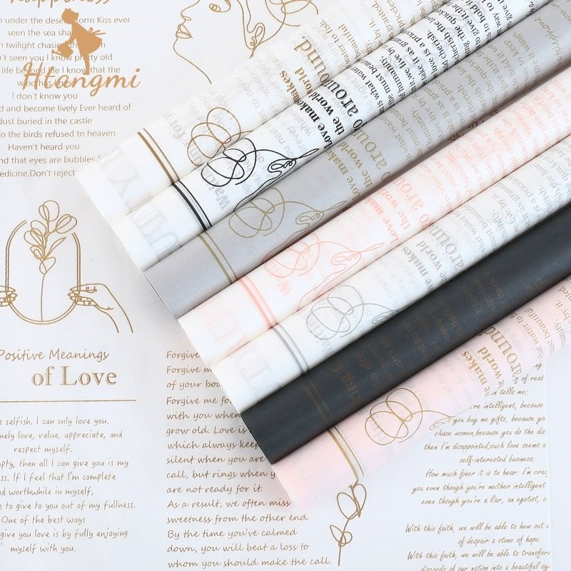 Hot Sale 20pcs/bag Wedding Gift Flower Packing Paper English Newspaper Tissue Bouquet Wrapping Paper