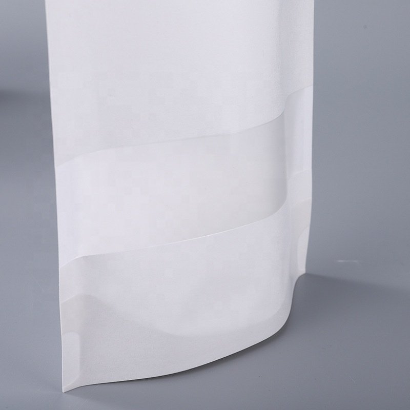 Waterproof White Kraft Paper Zipper Bag with Window for Packaging & Printing Products