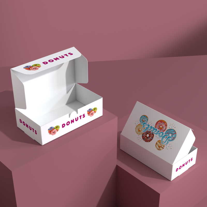 Wholesale Folding Flat Cardboard Cookie Sweet Shipping Box Packaging Custom Print Party Dessert Donut Paper Box