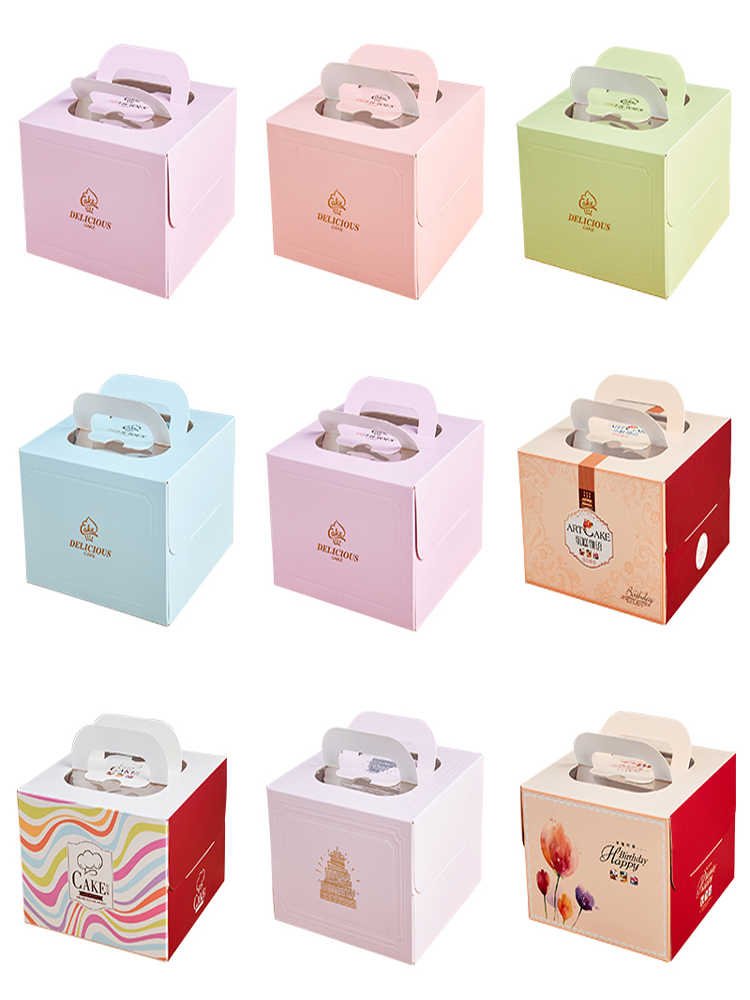 KinSun Wholesale exquisite cake box customized household mousse packaging box portable birthday cake box