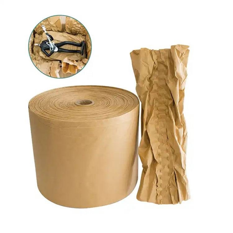 100% Biodegradable Kraft Paper Air Cushion Brown Kraft Paper Roll Embossed Gift Wrapping Wood Paper Rolls Protective Packaging