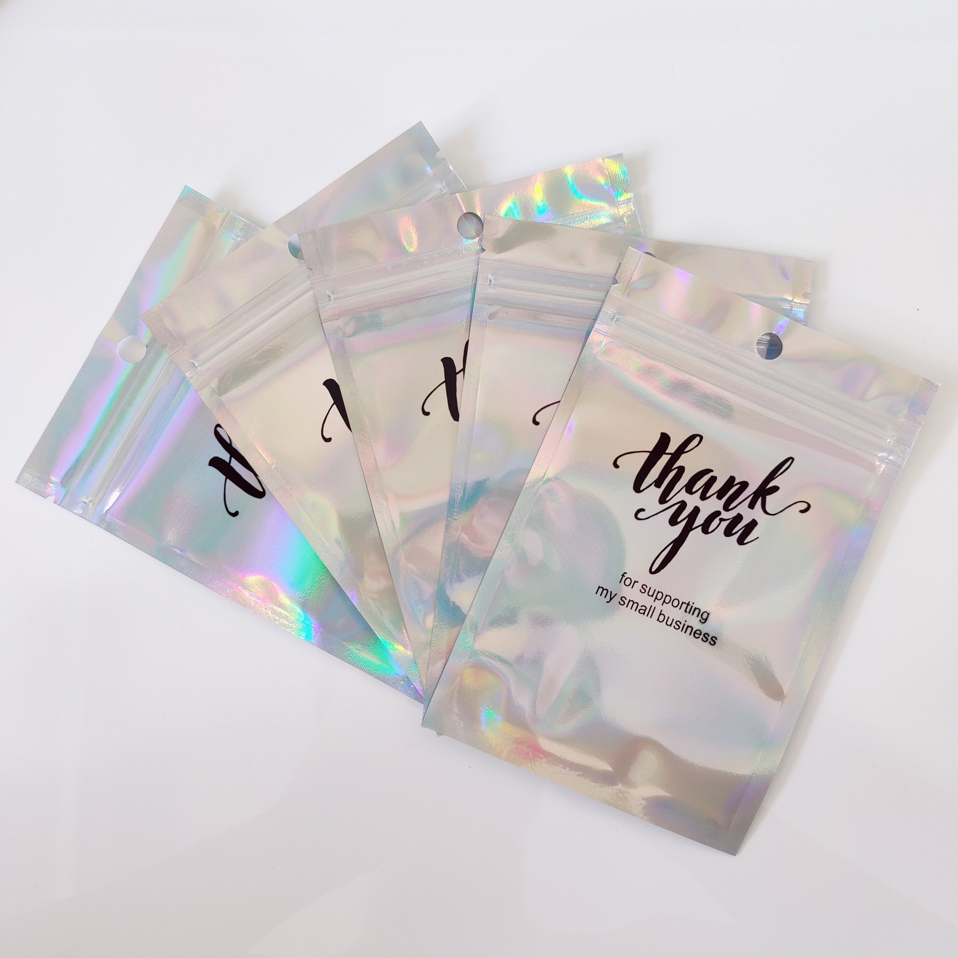 Custom Logo Earring Necklace mini Packaging Zipper Bag PVC Hologram Clear/Transparent Pvc Jewelry Cosmetic Ziplock Bag