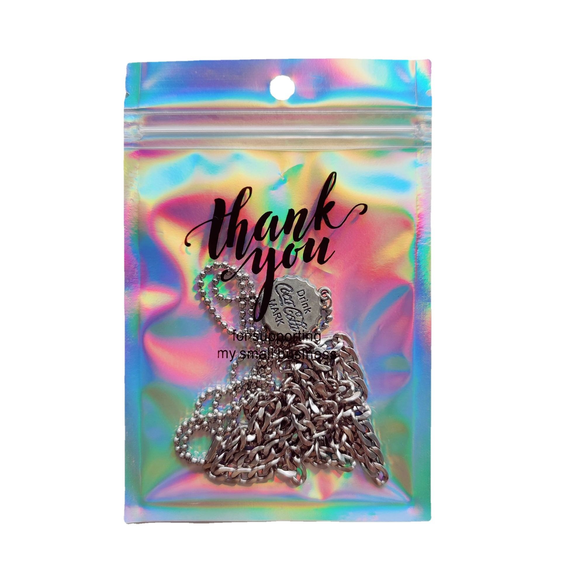 Custom Logo Earring Necklace mini Packaging Zipper Bag PVC Hologram Clear/Transparent Pvc Jewelry Cosmetic Ziplock Bag