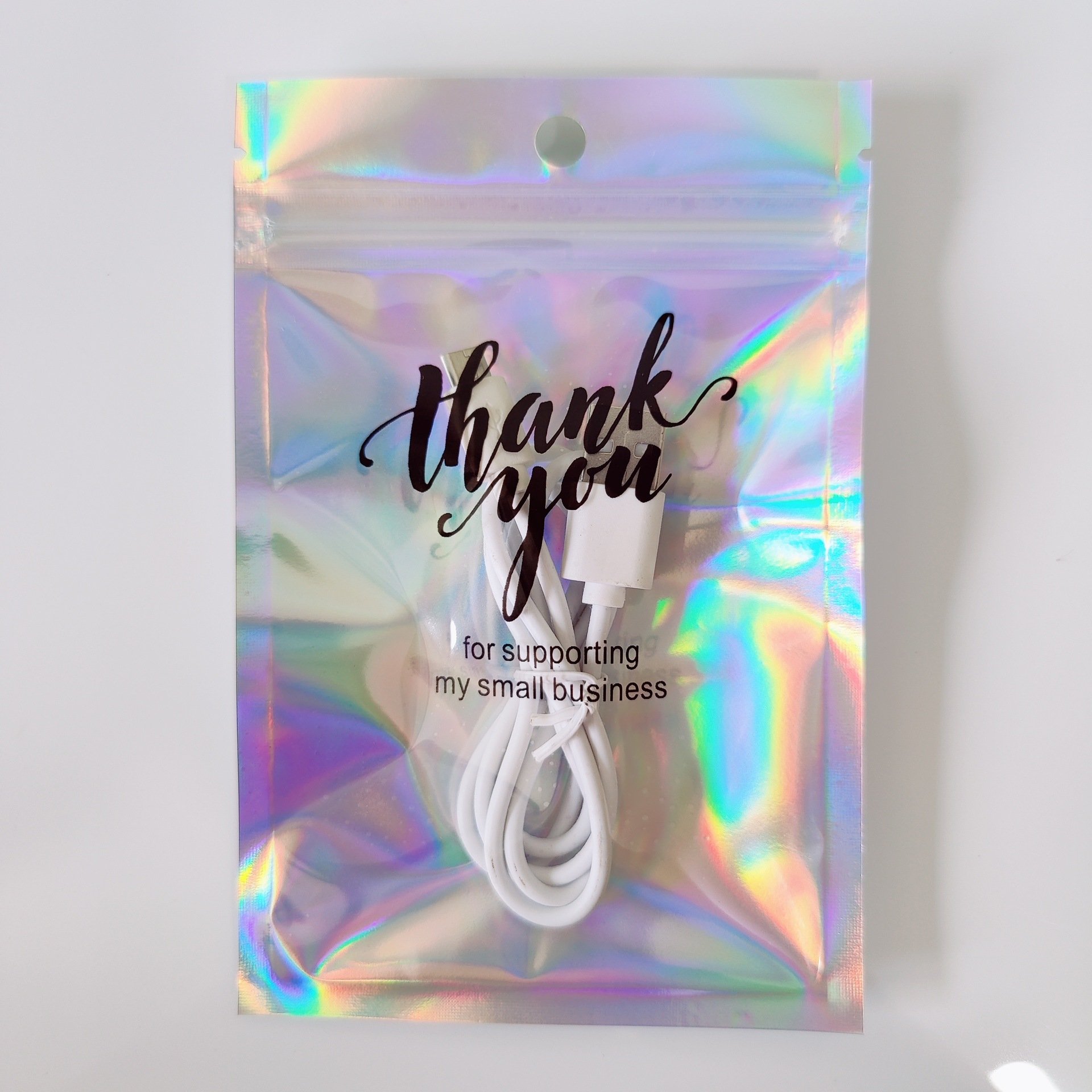 Custom Logo Earring Necklace mini Packaging Zipper Bag PVC Hologram Clear/Transparent Pvc Jewelry Cosmetic Ziplock Bag
