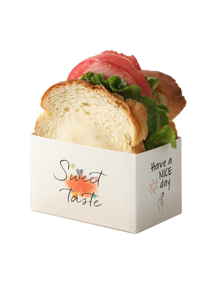 Custom Kraft Box Sandwich Takeaway Packaging Box Breakfast Bread Dessert Bakery Wrap Pastry Paper Holder Hamburger Food Box