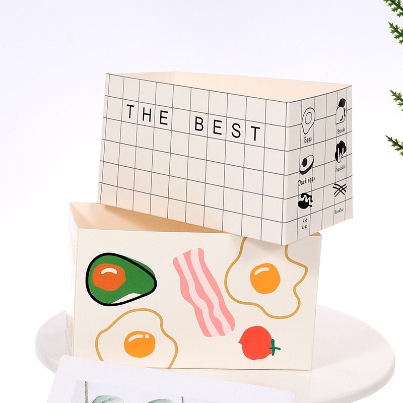 Custom Kraft Box Sandwich Takeaway Packaging Box Breakfast Bread Dessert Bakery Wrap Pastry Paper Holder Hamburger Food Box