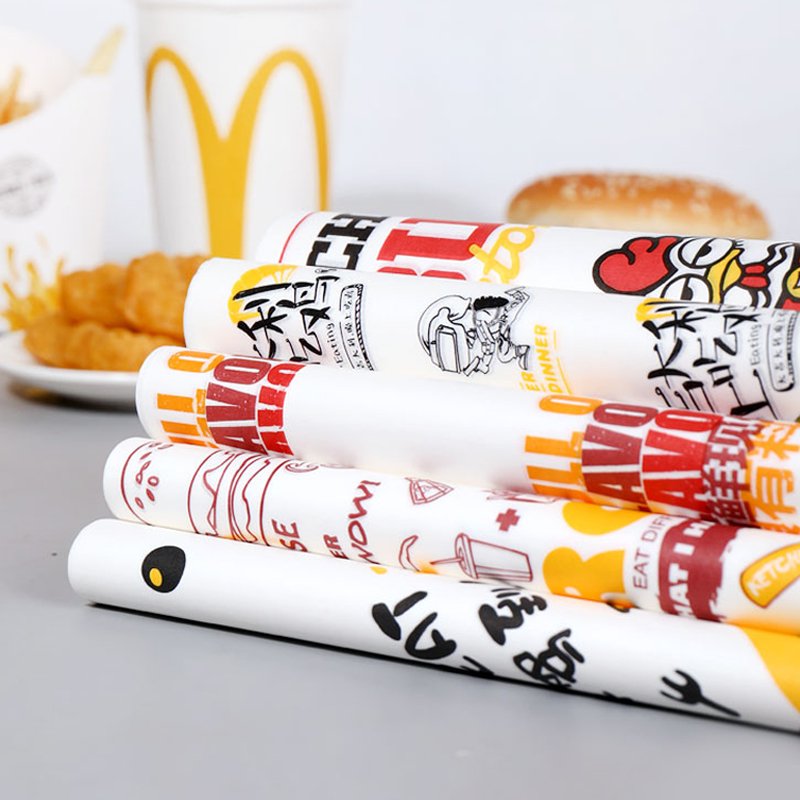 Custo 40 Gsm Jumbo Frozen Flower Biodegradable Sandwich Baking Greaseproof Burger Wrapper Wax Oil Proof Food Packaging Paper