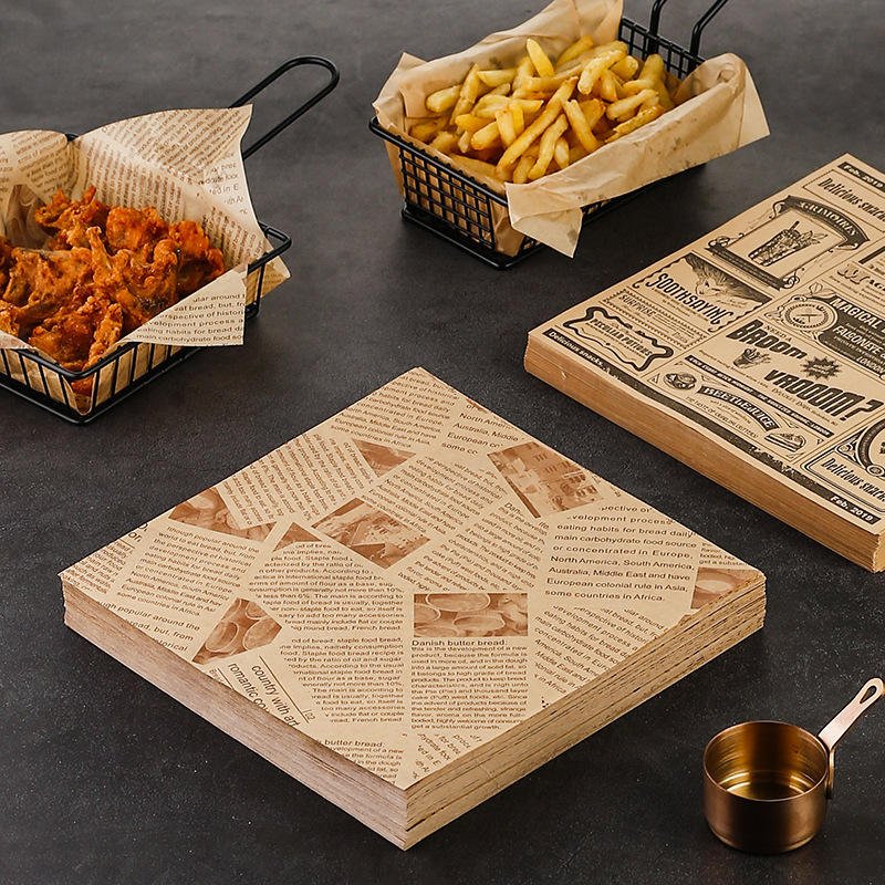 Customized Logo Printed Hamburger Pizza Packaging with Oil Proof Wax Paper Fried Barbecue Food Takeout Coating baking Paper