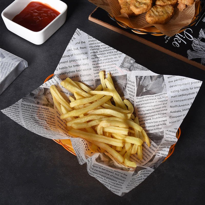 Customized Logo Printed Hamburger Pizza Packaging with Oil Proof Wax Paper Fried Barbecue Food Takeout Coating baking Paper