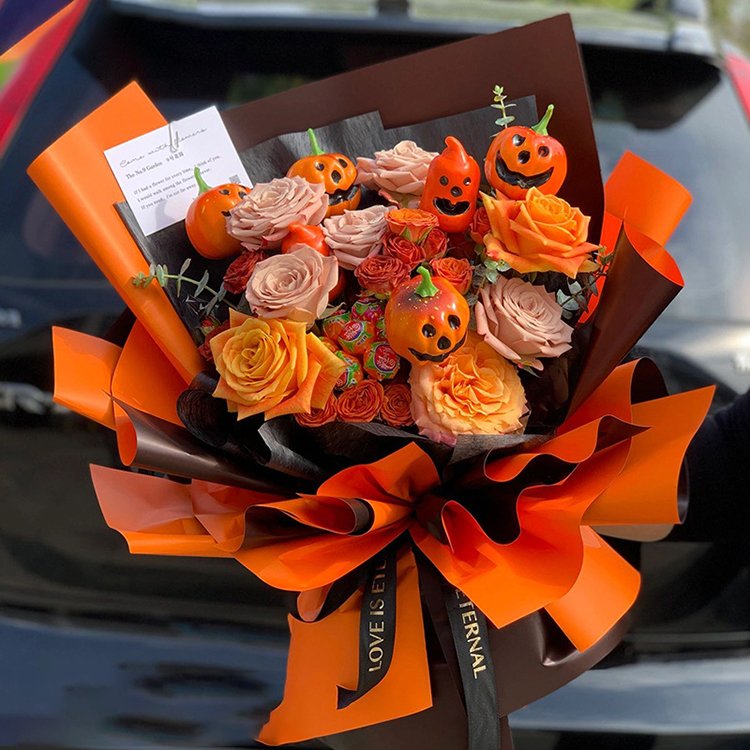 Wholesale Valentine's Day Orange Flowers Wrapping Paper Bouquet Florist Supplies Wrapping Paper