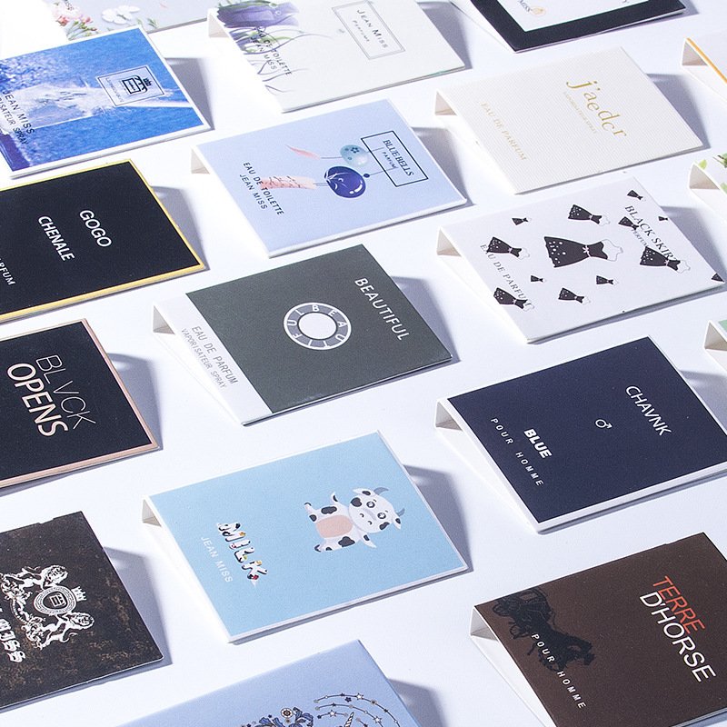 Luxury wholesale private brand design logo customized printing perfume bottle sample display paper cards