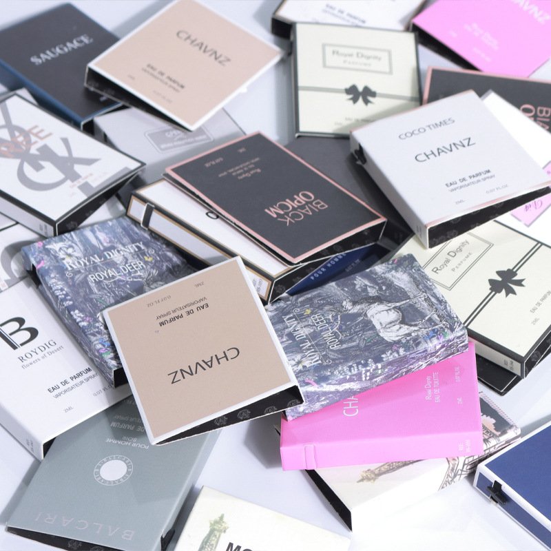 Luxury wholesale private brand design logo customized printing perfume bottle sample display paper cards