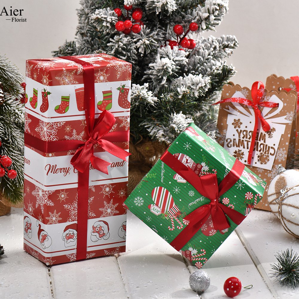 Aierflorist 50*70cm 80g coated paper Christmas Day Classic gift packaging paper and packaging flower bouquet wrapping paper