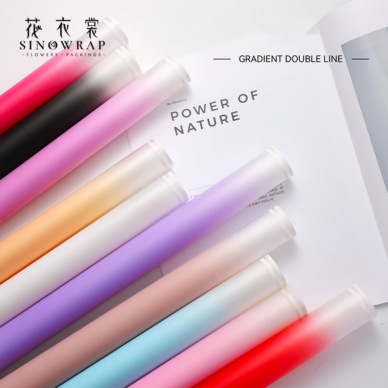 SINOWRAP new arrival Gradient Color Double edge line Florist Supply Flower Bouquet Wrapping Paper Wholesale