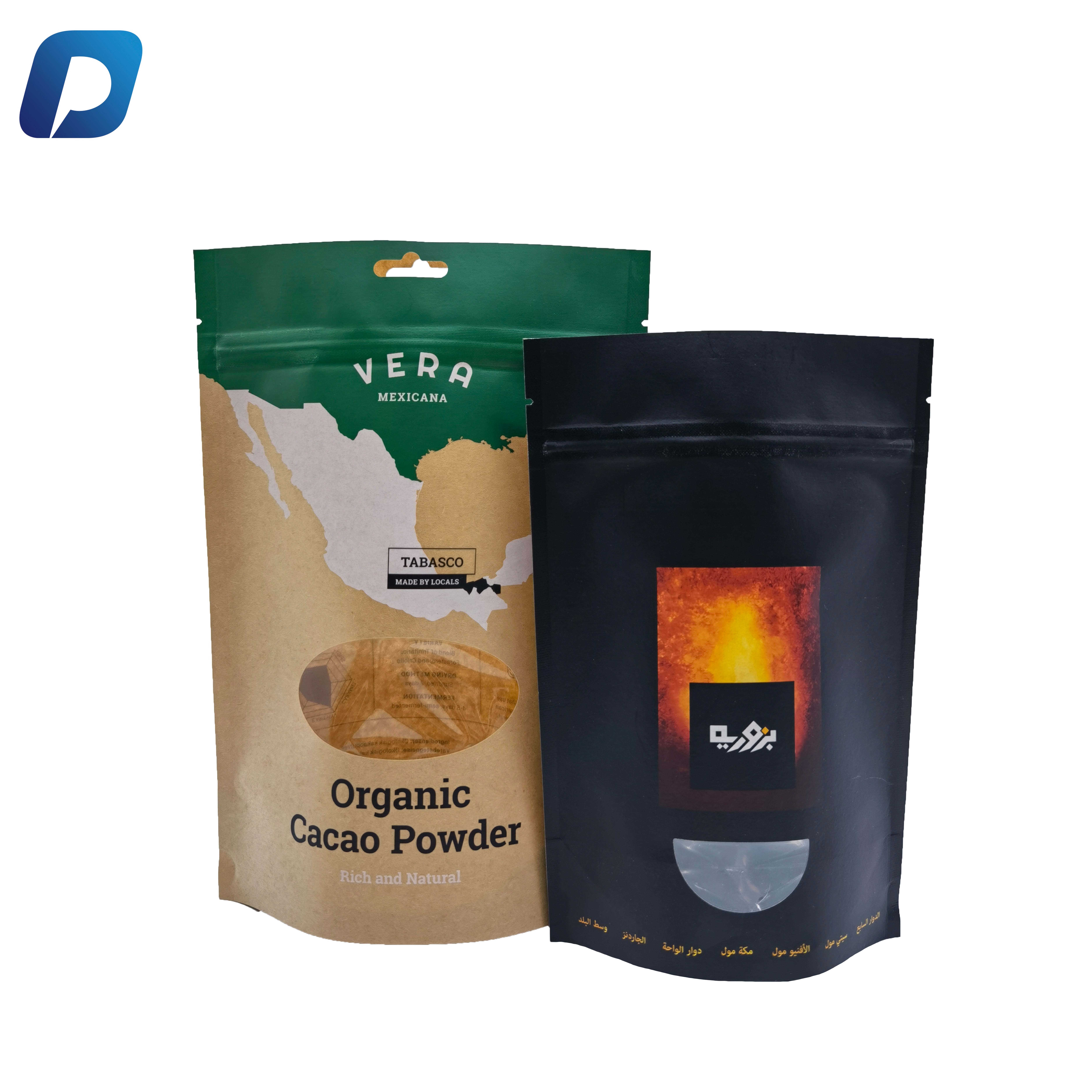 Biodegradable Kraft Paper and PLA Bags for Household Use Custom Printing Coffee Stand up Pouch