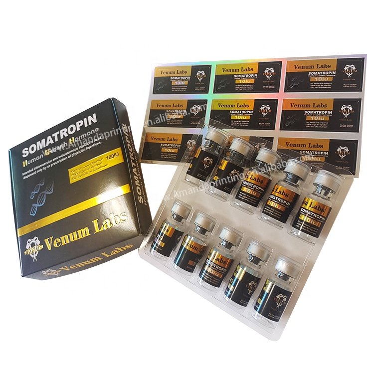 VB-469 New arrival holographic custom printing HHG- g paper box 2ml 3ml vials 10x2ml vial paper box for 10IU ssomatropina hormon