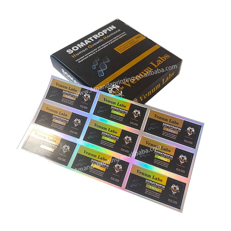 VB-469 New arrival holographic custom printing HHG- g paper box 2ml 3ml vials 10x2ml vial paper box for 10IU ssomatropina hormon