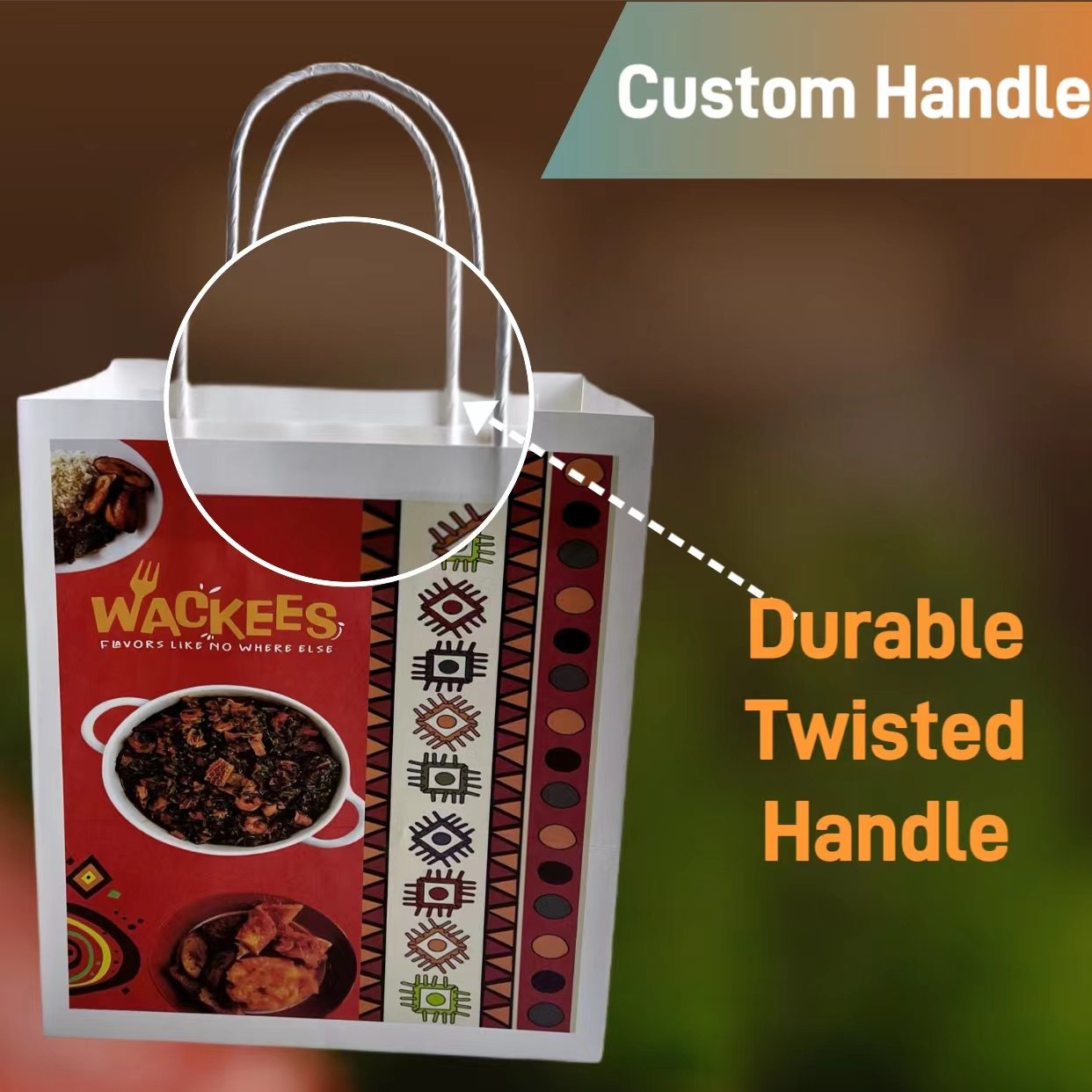 custom printed restaurant bag carry to go food packing paper bag with handle packaging take away take out bags with own logo