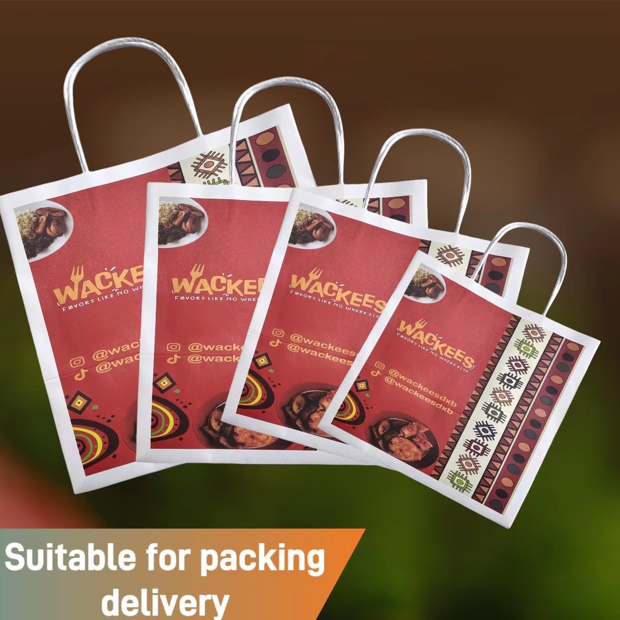custom printed restaurant bag carry to go food packing paper bag with handle packaging take away take out bags with own logo
