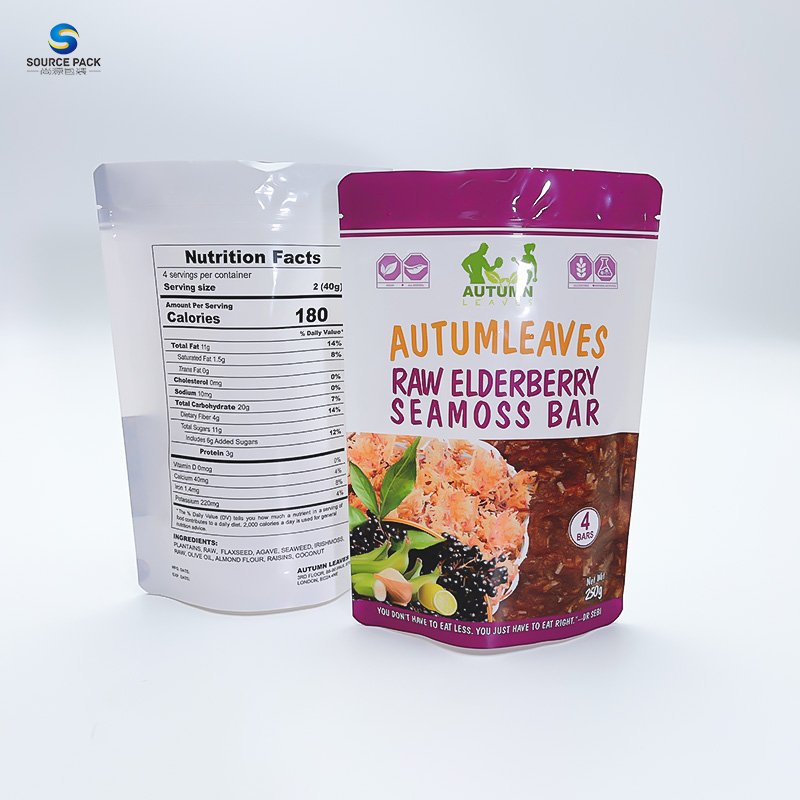 High Quality Factory Price Custom Resealable Food Grade Plastic Zip Lock Smell Proof Stand up Pouch For Nut