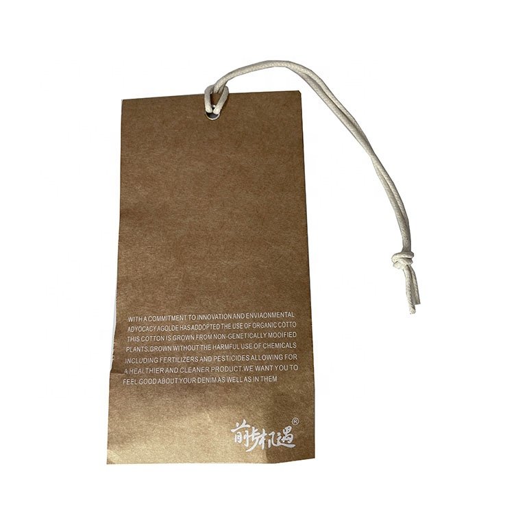 Recycled Custom Hologram Garments Kraft Paper Hang Tag With Cotton String