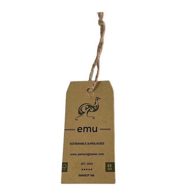 Recycled Custom Hologram Garments Kraft Paper Hang Tag With Cotton String
