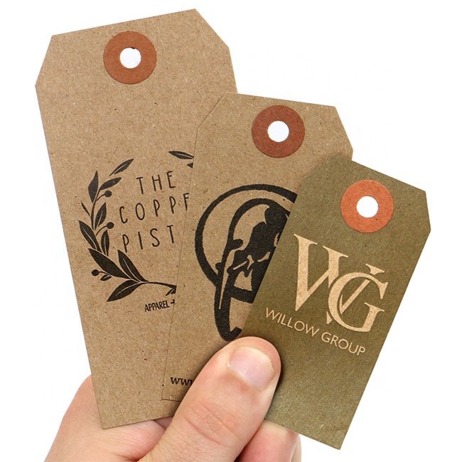 Recycled Custom Hologram Garments Kraft Paper Hang Tag With Cotton String