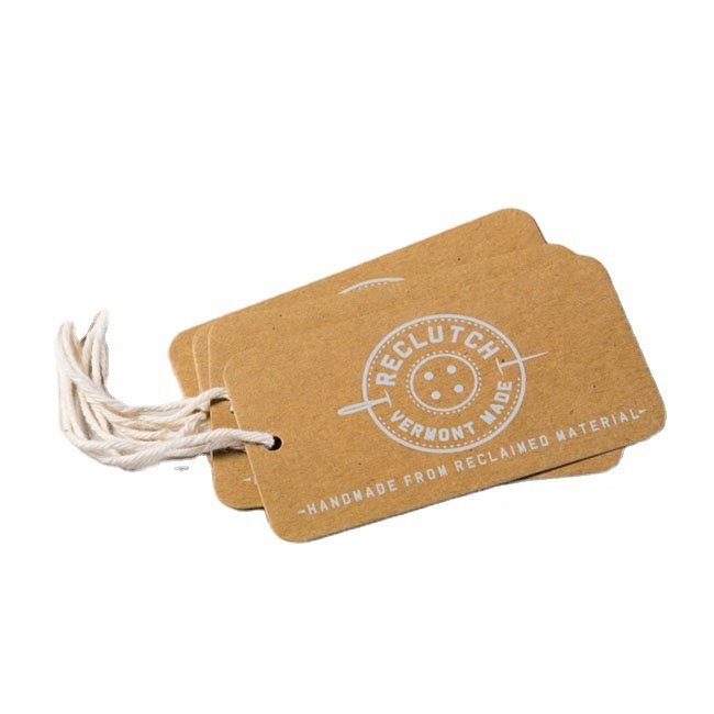 Recycled Custom Hologram Garments Kraft Paper Hang Tag With Cotton String