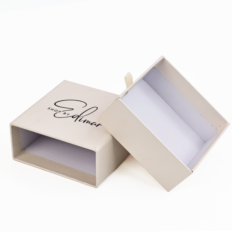 Customized Jewelry Packaging Gift Box With Ribbon Necklace Bracelet Rings Drawer Sliding Paper Cardboard Jewelry Box