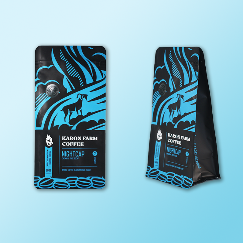 Custom Printed Eco Friendly Flexible Flat Bottom Moisture Proof Smell Proof Valve Resealable Ziplock Coffee Bag