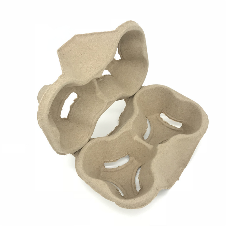 Design customized disposable 2 and 4-cup drink carriers biodegradable fiber pulp take away craft paper cup holder