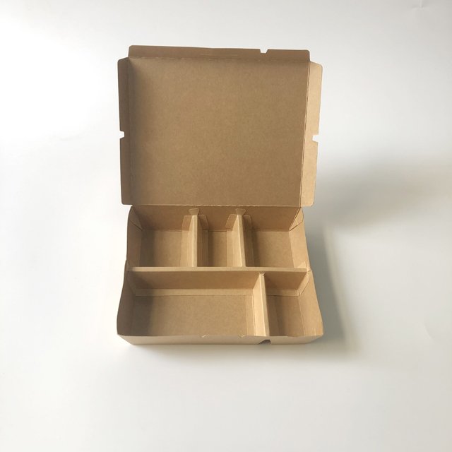 Disposable kraft paper box 5 divided lunch box takeaway kraft food container