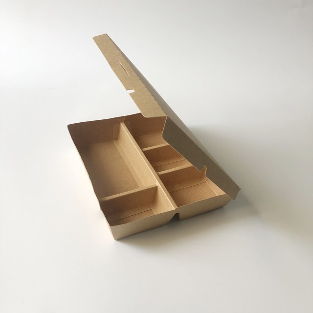 Disposable kraft paper box 5 divided lunch box takeaway kraft food container