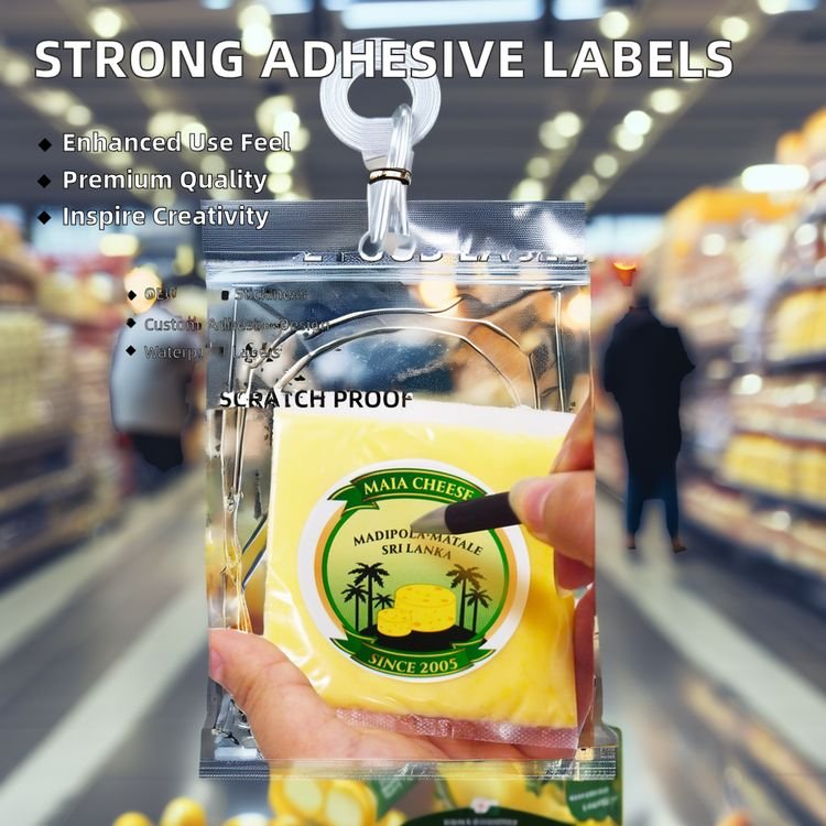 Premium Custom Glossy Waterproof Frozen Packaging Label Film Synthetic Paper Freezer Food Label Roll