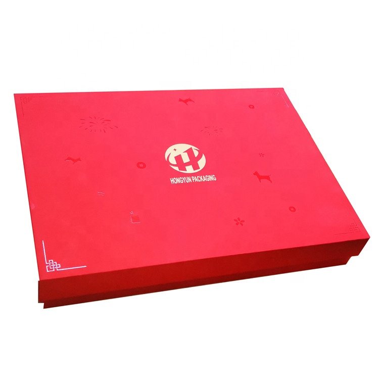 Custom Gold Stamping Logo Garment Scarf Red Paper Gift Box Packaging Boxes For Clothing Brand