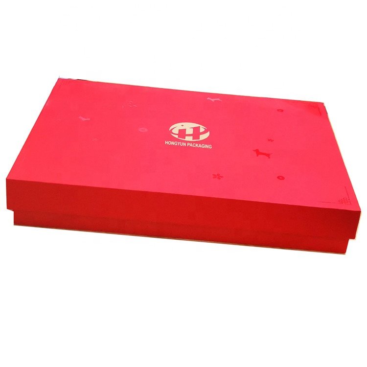 Custom Gold Stamping Logo Garment Scarf Red Paper Gift Box Packaging Boxes For Clothing Brand