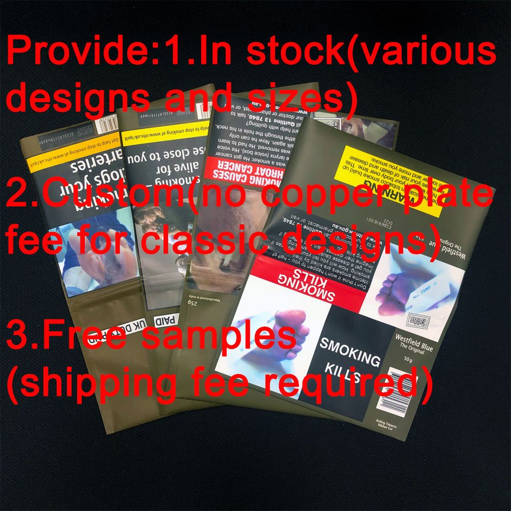 Custom Zipper Baccy Bag Rolling Tobacco Pouch Packaging