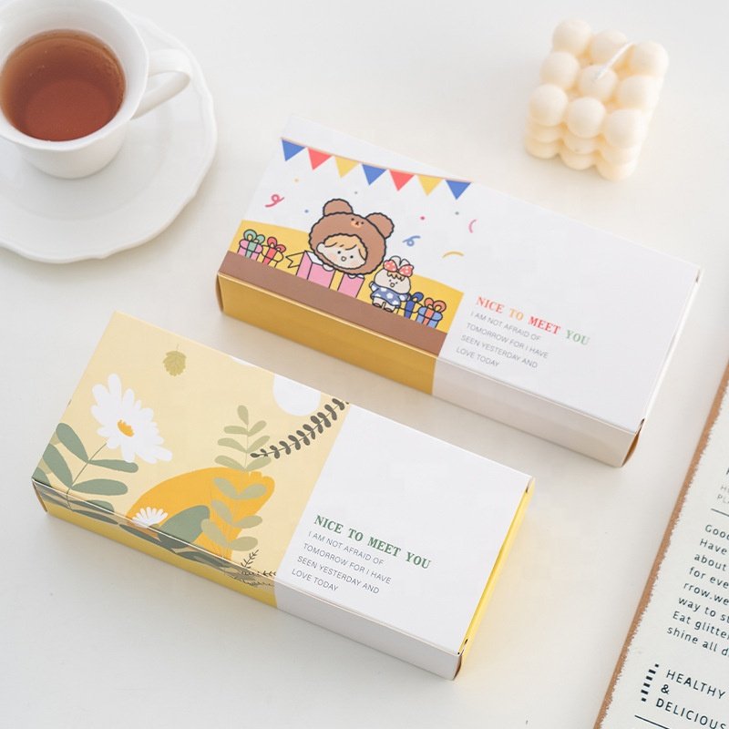 custom home bakery animal cookie containers white cardboard drawer rectangle biscuit box packaging for birthday